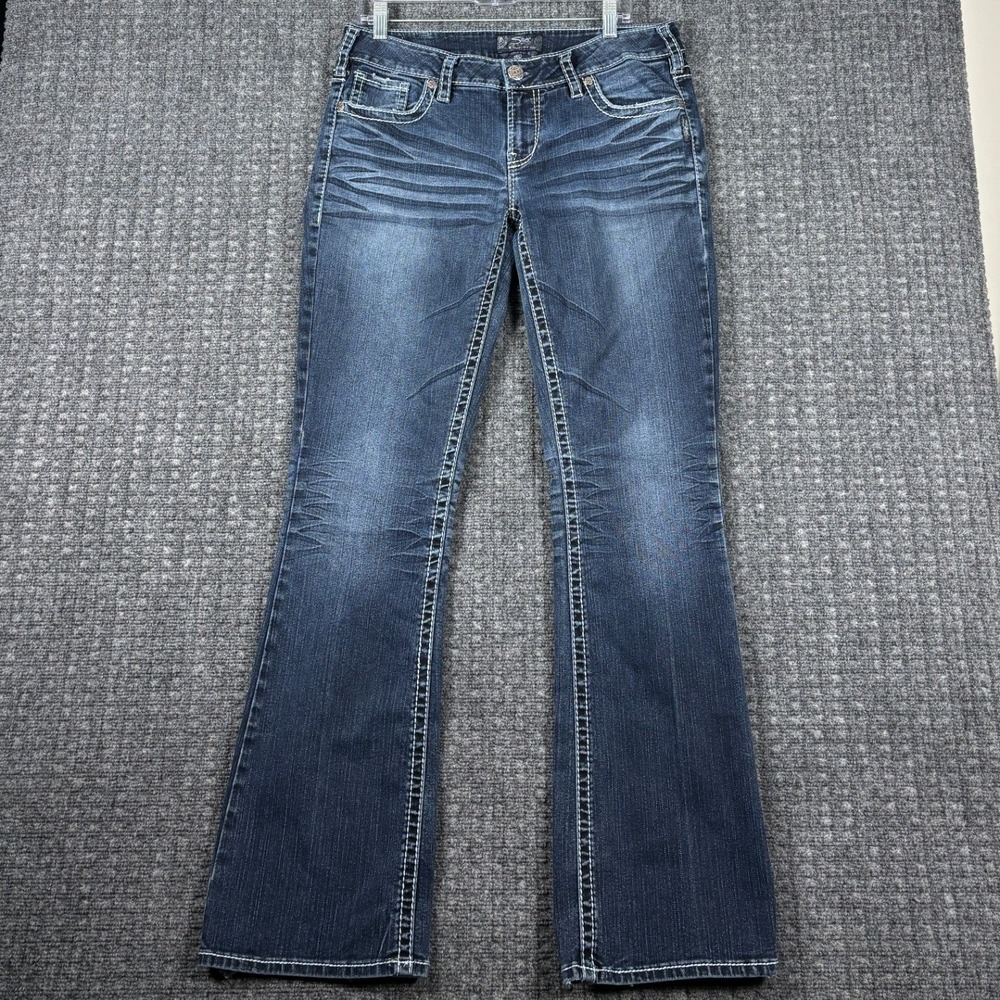 Silver Jeans Co Aiko Bootcut Jeans Thick Stitch Dark Wash W33 L33 Blue